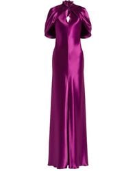 Alberta Ferretti - Tie-Neck Open-Back Maxi Dress - Lyst