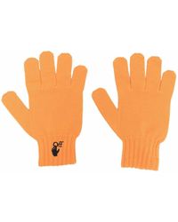 Off-White c/o Virgil Abloh Embroidered-logo Knitted Gloves - Orange