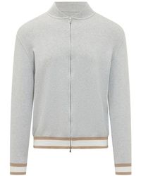 FILIPPO DE LAURENTIIS - Stripe-Trim Zip-Up Bomber Jacket - Lyst