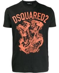 DSquared² T-shirt Met Grafische Print - Zwart
