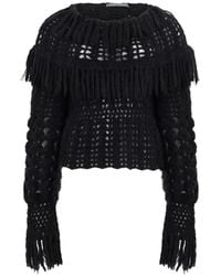 Alberta Ferretti - Opengebreide Trui Met Franje - Lyst