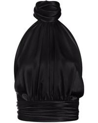 ALEXIA & ANTONIA - Draped Halter Silk Blouse - Lyst