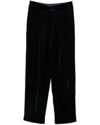 Giorgio Armani - Velvet Pleated Tapered Trousers - Lyst