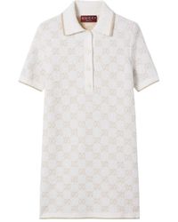 Gucci - Gg-Pattern Short-Sleeve Mini Dress - Lyst