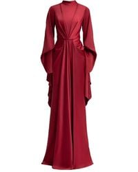 Gemy Maalouf - Draped-Waist Ruffled-Sleeve Maxi Dress - Lyst