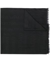 Emporio Armani Fular con logo en jacquard - Negro