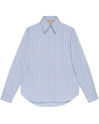 Gucci - Camisa a rayas con cuello de pico - Lyst