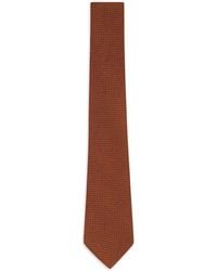 ZEGNA - Rust-Textured Silk Tie - Lyst