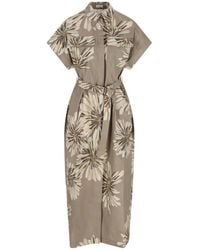Brunello Cucinelli - Printed Cotton Dress - Lyst