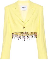 MSGM - Bead-detail Single-breasted Cropped Blazer - Lyst