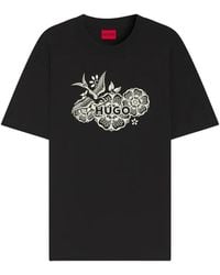 HUGO - Flora-Print Logo-Detail T-Shirt - Lyst