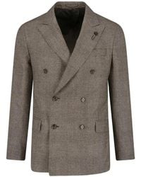 Lardini - X Sugar Double-Breasted Prince Of Wales Check Jacket - Lyst