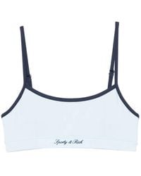 Sporty & Rich - Logo-Print Contrast-Trim Sports Bra - Lyst
