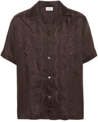 P.A.R.O.S.H. - Floral-Embroidered Linen Shirt - Lyst