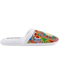 Dolce & Gabbana - Carretto Siciliano-Print Terry Slippers - Lyst