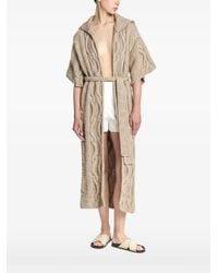 Malo - Cable-Knit Hooded Coat - Lyst
