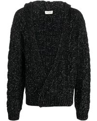 Saint Laurent - Cárdigan de punto grueso con capucha - Lyst