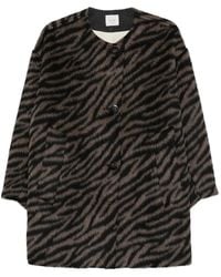 Alysi - Geknöpfter Mantel Mit Tiger-Print - Lyst