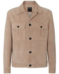 ZEGNA - Buttoned Leather Blouson - Lyst