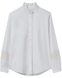 Claudie Pierlot - Camiseta de algodón con volantes en el cuello - Lyst