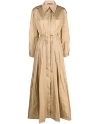 Alberta Ferretti - Taffeta Drawstring-Waist Maxi Dress - Lyst