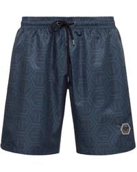 Philipp Plein - Monogram-Print Swim Shorts - Lyst