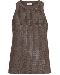 Brunello Cucinelli - Top "Dazzling Check Embroidery" - Lyst