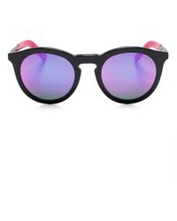 Moncler - Logo-print Round-frame Sunglasses - Lyst