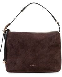 Etro - Sac Porté Épaule En Daim À Logo Imprimé - Lyst