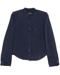 Emporio Armani - Buttoned Band-Collar Jacket - Lyst