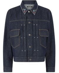 Roberto Cavalli - Stud-Embellished Denim Jacket - Lyst