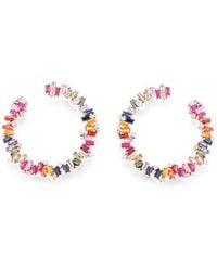 Suzanne Kalan - Celeste Sapphire And Diamond Hoop Earrings - Lyst