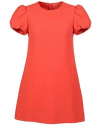 Valentino Garavani - Puff-Sleeve Mini Dress - Lyst