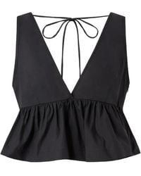Pinko - Crop Top With Ruffle And Ties - Lyst