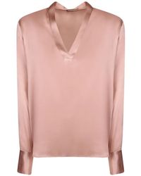 Blanca Vita - V-Neck Satin Blouse - Lyst