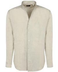 Xacus - Mandarin-Collar Linen Shirt - Lyst