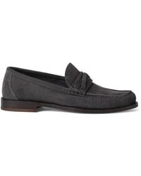 Brunello Cucinelli - Crossover-Strap Suede Loafers - Lyst