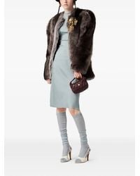 miu miu logo patch ribbed jersey dress Miu Miu Jersey Dress in Grigio