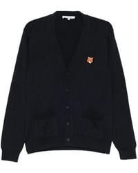 Maison Kitsuné - Regular Fit V-Neck Wool Cardigan - Lyst