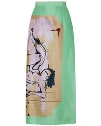 ROKSANDA - Irma Leda Swan-Print Midi Skirt - Lyst