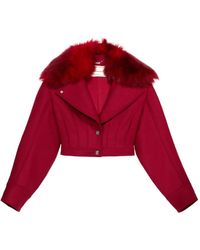 Blumarine - Faux-Fur-Collar Cropped Jacket - Lyst