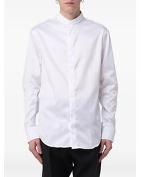Emporio Armani - Band-Collar Long-Sleeve Shirt - Lyst