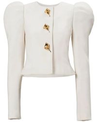 Carolina Herrera - Puff-Sleeve Calla Lily-Button Jacket - Lyst