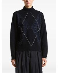 Peserico - Trui Verfraaid Met Argyle Patroon - Lyst