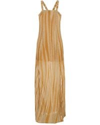 forte_forte - Metallic Long Sleeveless Dress With Square Neck And Criss-Crossed Shoulder Straps On The Rear - Lyst