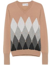 Ballantyne - Diamond-Pattern V-Neck Sweater - Lyst