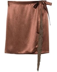 THE NINA STUDIO - Fringe-Trim Wrap Skirt - Lyst