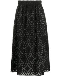 Harris Wharf London Jupe mi-longue à fleurs - Noir
