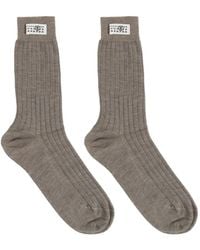 MM6 by Maison Margiela - Logo-Patch Ribbed-Knit Socks - Lyst