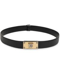Dolce & Gabbana - Logo-Plaque Leather Belt - Lyst